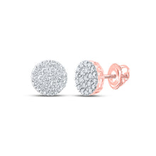  10k Rose Gold Round Diamond Cluster Earrings 1 Cttw