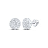 10k White Gold Round Diamond Cluster Earrings 1/4 Cttw