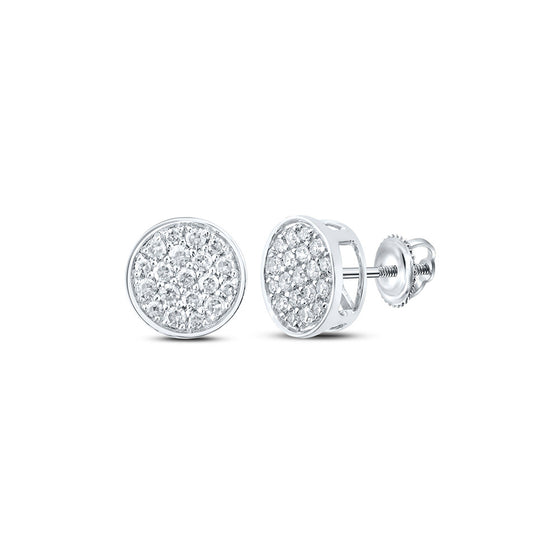 10k White Gold Round Diamond Cluster Earrings 1/4 Cttw