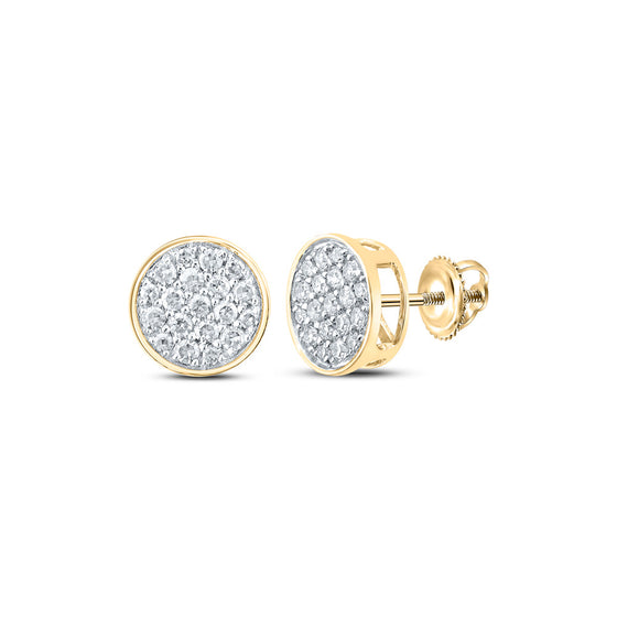 10k Yellow Gold Round Diamond Cluster Earrings 1/4 Cttw