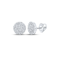  10k White Gold Round Diamond Cluster Earrings 1-7/8 Cttw