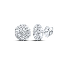  10k White Gold Round Diamond Cluster Earrings 2 Cttw