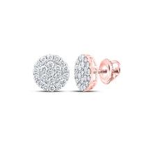  10k Rose Gold Round Diamond Cluster Earrings 2 Cttw
