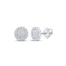  10k White Gold Round Diamond Cluster Earrings 1-5/8 Cttw