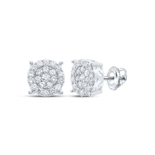  10k White Gold Womens Round Diamond Cluster Earrings 1 Cttw
