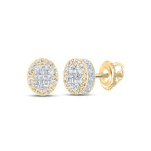  10k Yellow Gold Baguette Diamond Oval Earrings 3/8 Cttw