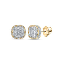  10k Yellow Gold Baguette Diamond Square Earrings 1 Cttw