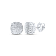  10k White Gold Round Diamond Square Earrings 1/8 Cttw