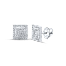  10k White Gold Round Diamond Square Earrings 1/4 Cttw