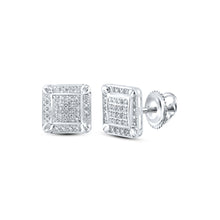  10k White Gold Round Diamond Square Earrings 1/5 Cttw