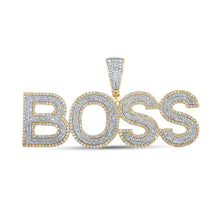  10k Two-tone Gold Mens Round Diamond BOSS Phrase Charm Pendant 3 Cttw