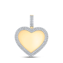  10k Yellow Gold Mens Round Diamond Heart Memory Charm Pendant 2 Cttw