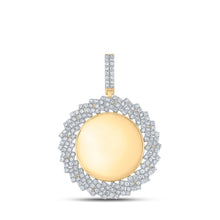  10k Yellow Gold Mens Round Diamond Circle Memory Charm Pendant 3 Cttw