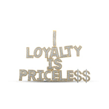  10k Yellow Gold Mens Round Diamond Loyalty Priceless Phrase Charm Pendant 2-7/8 Cttw