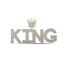  10k Two-tone Gold Mens Round Diamond King Crown Phrase Charm Pendant 3 Cttw