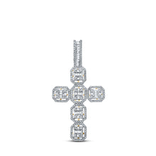  10k Yellow Gold Mens Baguette Diamond Cross Charm Pendant 1 Cttw
