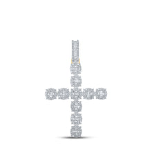  10k Yellow Gold Mens Baguette Diamond Cross Charm Pendant 1-7/8 Cttw