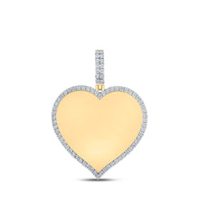  10k Yellow Gold Mens Round Diamond Heart Memory Charm Pendant 1/5 Cttw