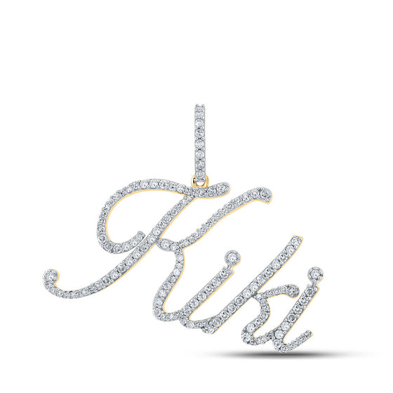 10k Yellow Gold Womens Round Diamond Kiki Name Pendant 3/4 Cttw