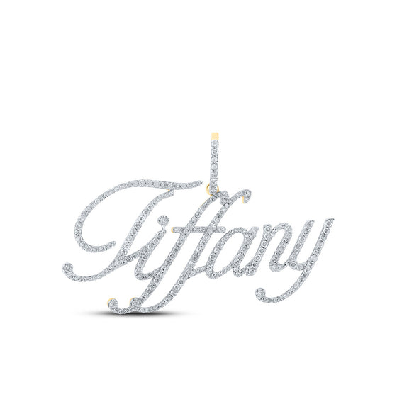 10k Yellow Gold Womens Round Diamond Tiffany Name Pendant 1 Cttw