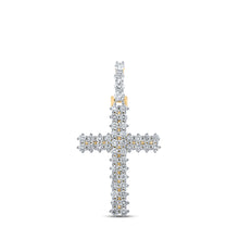  10k Yellow Gold Mens Round Diamond Cross Charm Pendant 2-1/3 Cttw