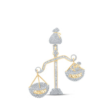  10k Yellow Gold Mens Baguette Diamond Scales Loyalty Money Charm Pendant 3 Cttw
