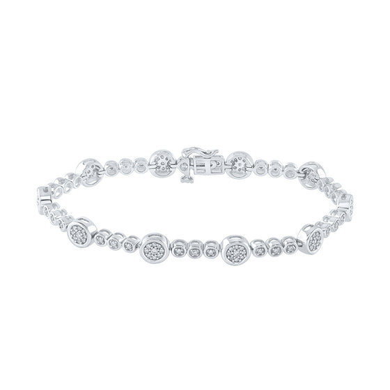10k White Gold Womens Round Diamond Fashion Bracelet 1 Cttw