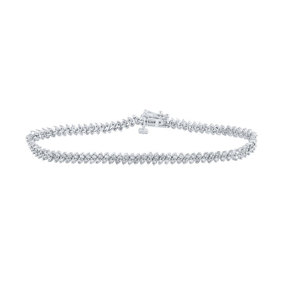 10k White Gold Womens Round Diamond Tennis Bracelet 1-1/2 Cttw