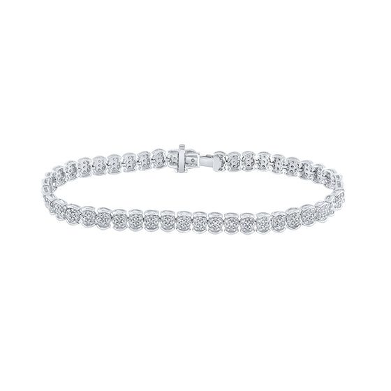 10k White Gold Womens Round Diamond Fashion Bracelet 2 Cttw