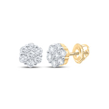  14k Yellow Gold Womens Round Diamond Flower Cluster Earrings 1-3/4 Cttw
