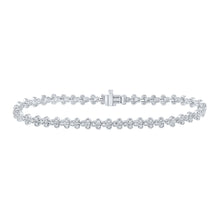  10k White Gold Womens Round Diamond Fashion Bracelet 2 Cttw