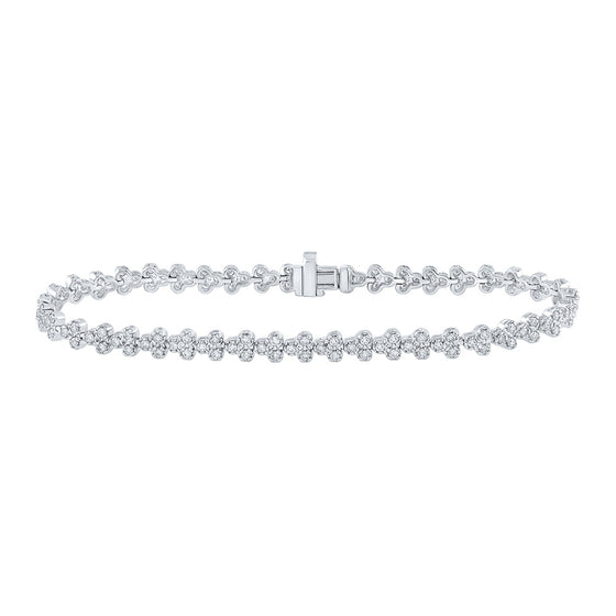 10k White Gold Womens Round Diamond Fashion Bracelet 2 Cttw