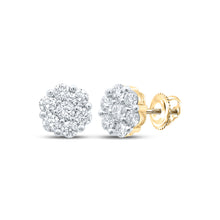  14k Yellow Gold Womens Round Diamond Flower Cluster Earrings 2-1/4 Cttw