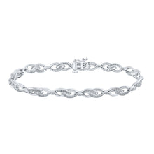  Sterling Silver Womens Round Diamond Fashion Bracelet 1/4 Cttw