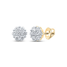  14k Yellow Gold Womens Round Diamond Flower Cluster Earrings 2-5/8 Cttw