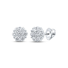  14k White Gold Womens Round Diamond Flower Cluster Earrings 2-5/8 Cttw