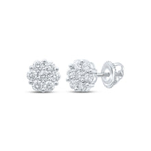  14k White Gold Womens Round Diamond Flower Cluster Earrings 2-3/4 Cttw
