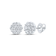  14k White Gold Womens Round Diamond Flower Cluster Earrings 2-7/8 Cttw
