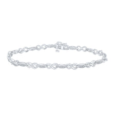  Sterling Silver Womens Round Diamond Infinity Bracelet 1/5 Cttw
