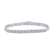  10k White Gold Womens Round Diamond Tennis Bracelet 1/2 Cttw