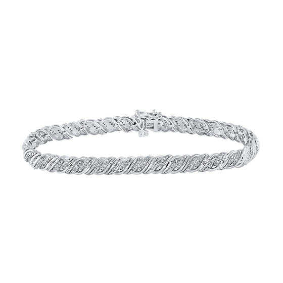 10k White Gold Womens Round Diamond Tennis Bracelet 1/2 Cttw
