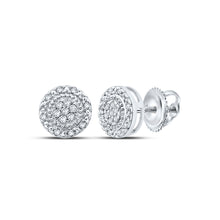  Sterling Silver Womens Round Diamond Cluster Earrings 1/10 Cttw
