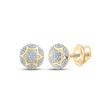  Yellow-tone Sterling Silver Womens Round Diamond Cluster Earrings 1/3 Cttw