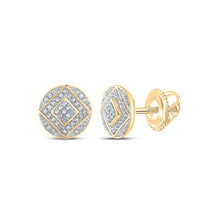  Yellow-tone Sterling Silver Womens Round Diamond Circle Earrings 1/3 Cttw