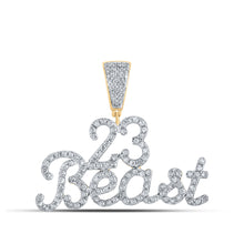  10k Yellow Gold Mens Round Diamond 23 Beast Phrase Charm Pendant 1 Cttw