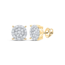  10k Yellow Gold Womens Round Diamond Cluster Earrings 1 Cttw