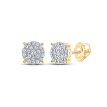  10k Yellow Gold Womens Round Diamond Cluster Earrings 1/2 Cttw