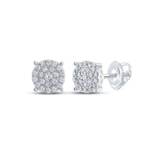  10k White Gold Womens Round Diamond Cluster Earrings 1/2 Cttw