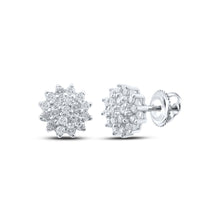  10k White Gold Womens Round Diamond Cluster Earrings 1/4 Cttw