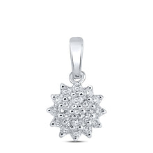 10k White Gold Womens Round Diamond Cluster Pendant 1/5 Cttw